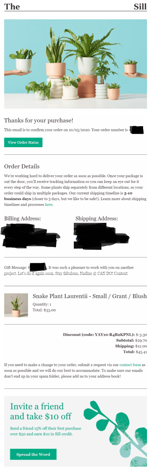 US indoor plant delivery service The Sill can teach us a thing or two about email marketing and customer delight