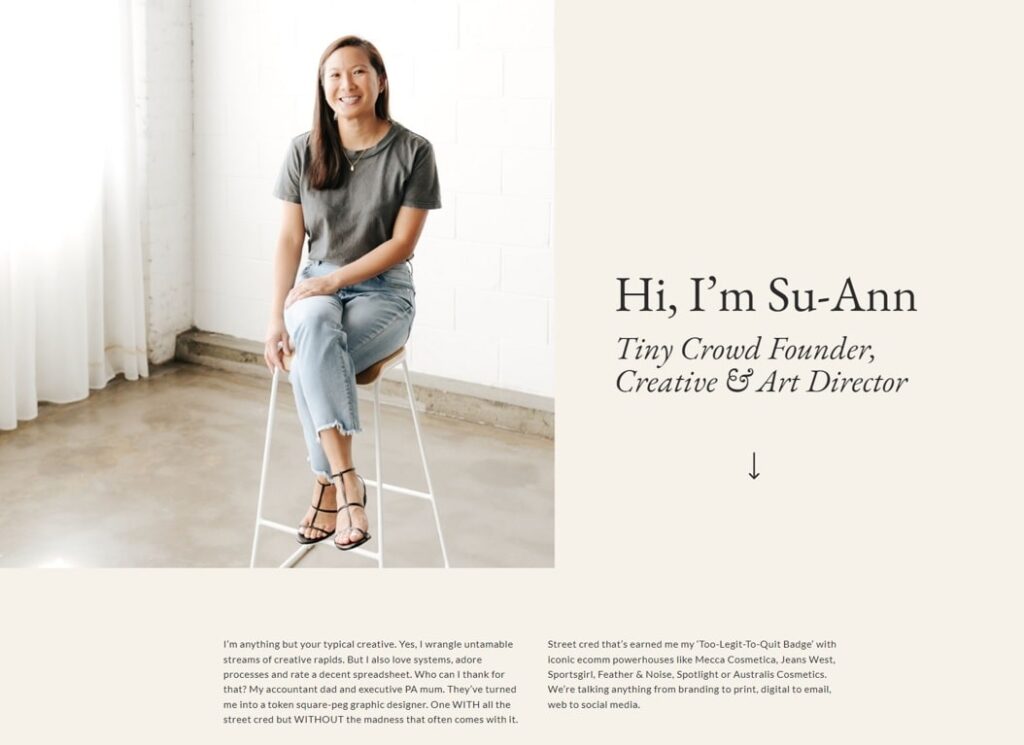 Su-Ann Len from Tiny Crowed shared a testimonial about me as the website copywriter for creatives like her.