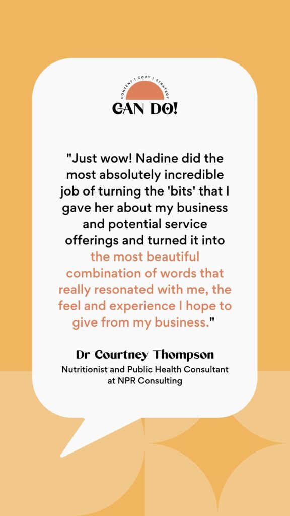 Dr Courtney Thompson chose me to support her with small business copywriting