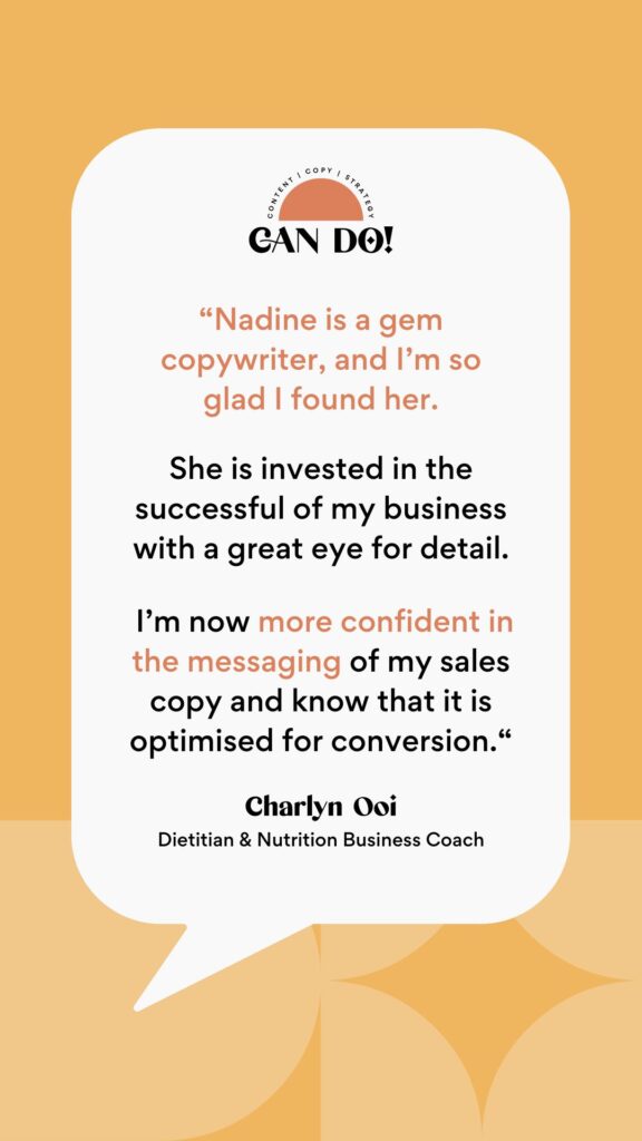 Charlyn Ooi hired me as her health and wellness copywriter to refine her sales page and launch strategy