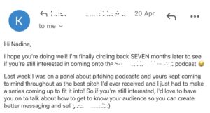 Learn how to become a guest on podcasts for feedback like this